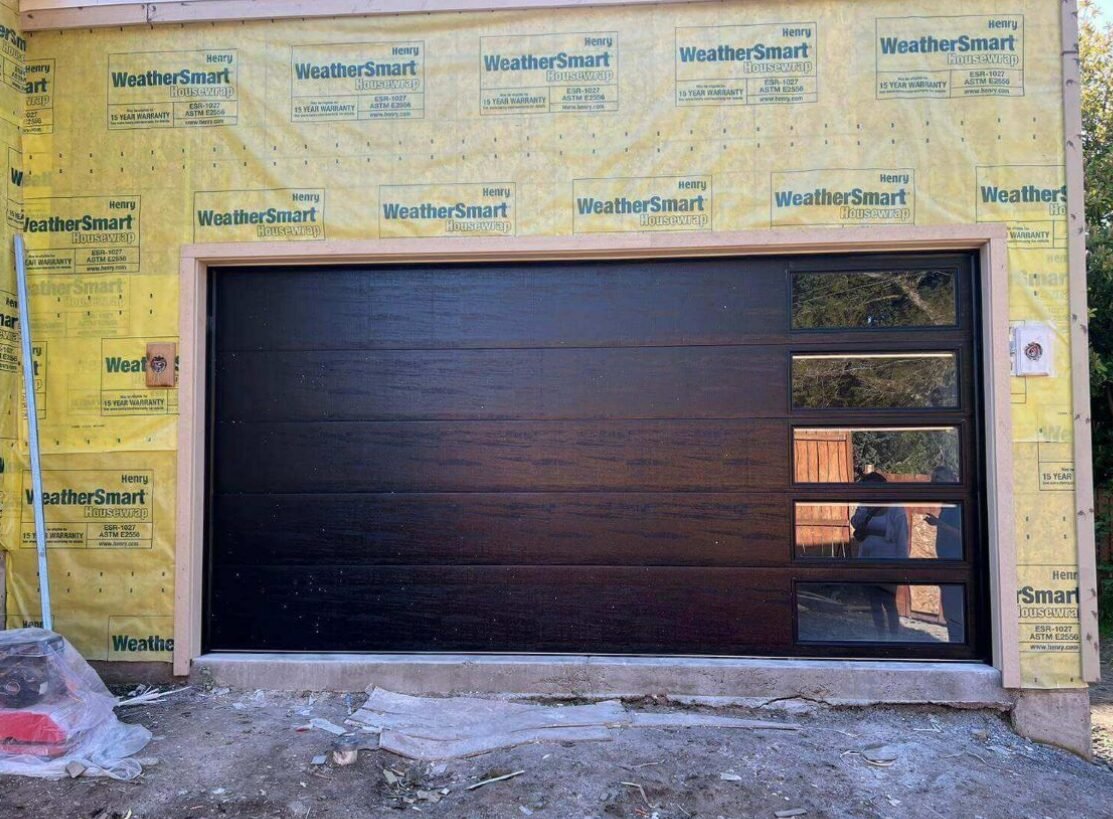 Modern custom garage door installation by Local Garage Door Repair Services in Sarasota, FL, featuring stylish design and durable materials.